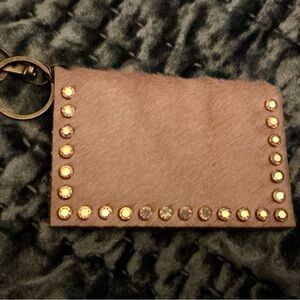 Keep it Gypsy Soft Pink Cow HIde Borealis Studded Card Holder